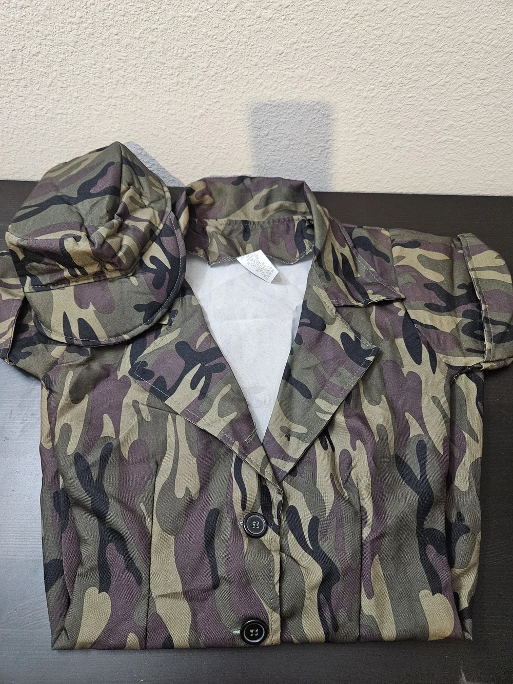 Camouflage Military Girl Costume Dress & Hat - Green
